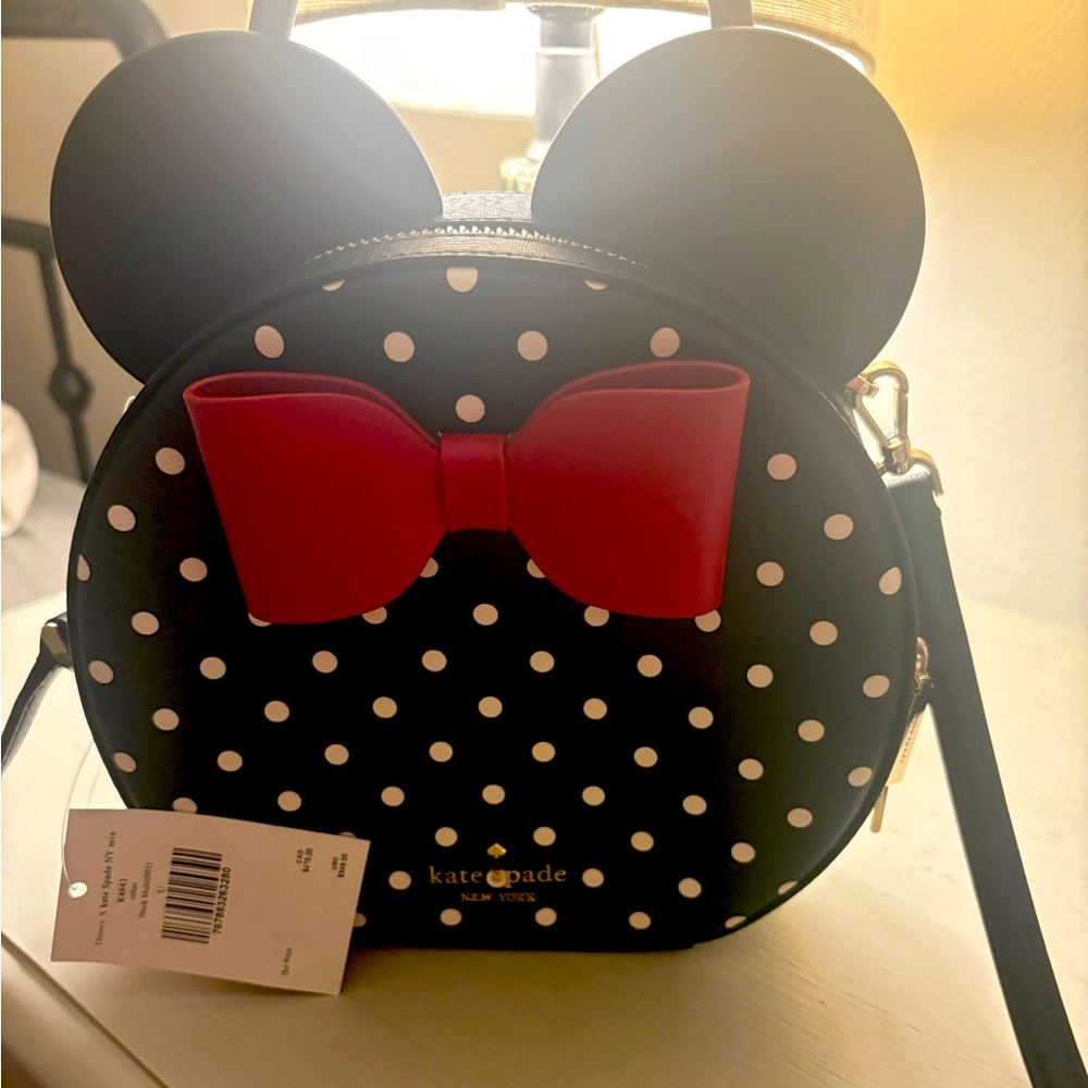 Kate Spade Black and White Polka Dot Crossbody with Red Bow